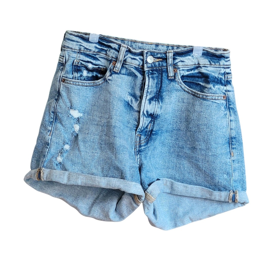 Old Navy Shorts Womens OG High Rise Button Fly Cuffed Denim Stretch Blue 12